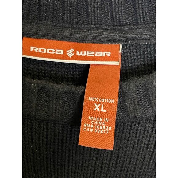 Vintage Rocawear Men's XL Y2K Embroidered Knit Sweater Pullover Black Streetwear - Picture 3 of 7